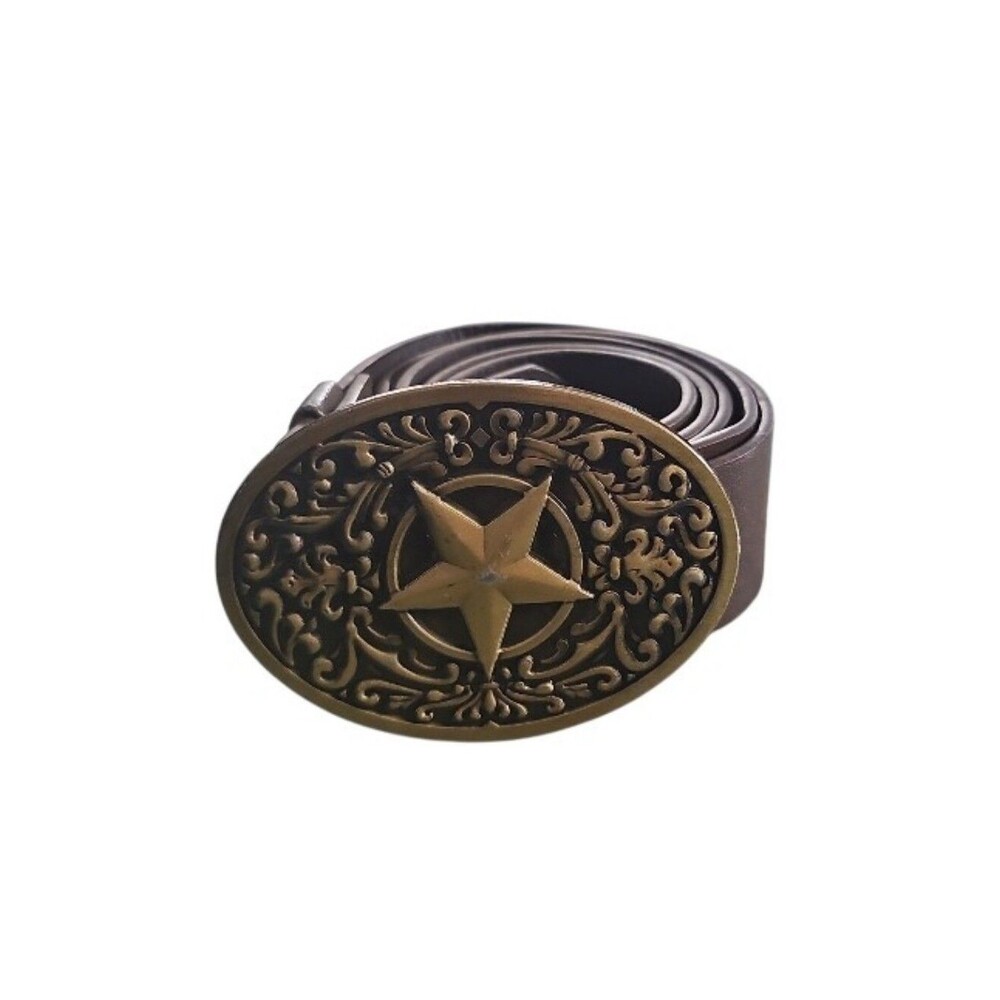 Western Star Concho Belt Brown Faux Leather Adjustable M XXL Cowboy Rodeo